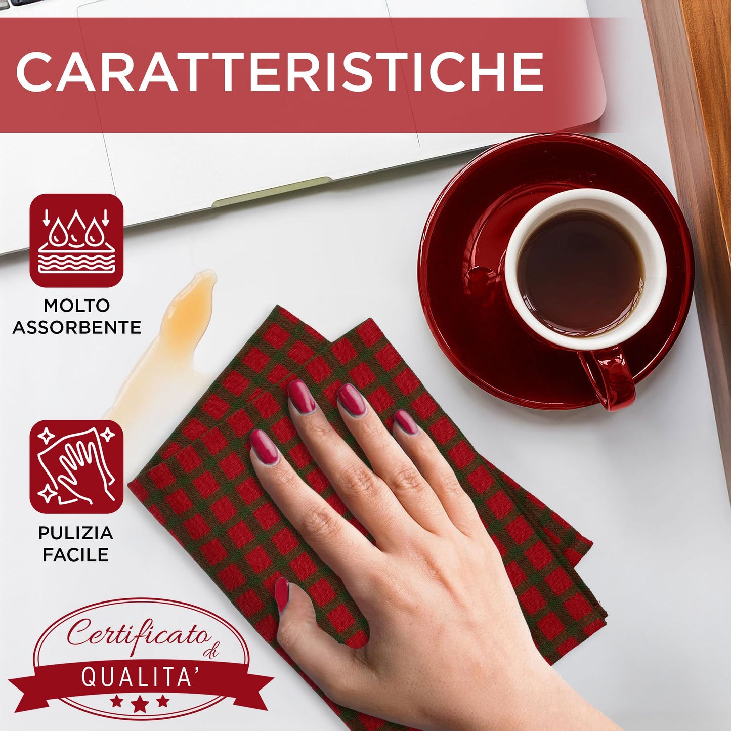 Set Strofinacci Natalizi Canovacci cotone 4 Pezzi Decoro Natale Idea Regalo 7134