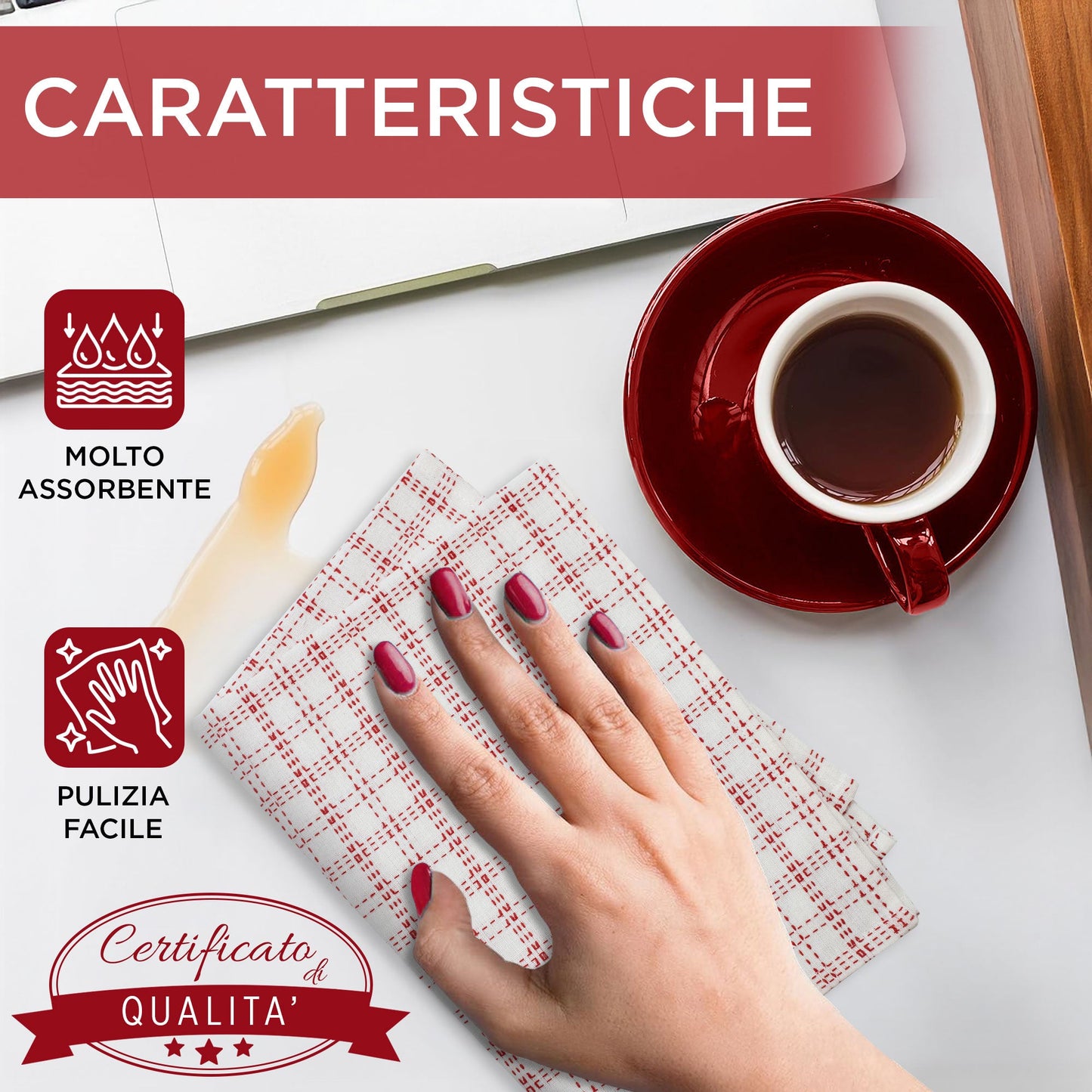 Set Strofinacci Natalizi Canovacci cotone 4 Pezzi Decoro Natale Idea Regalo 7134