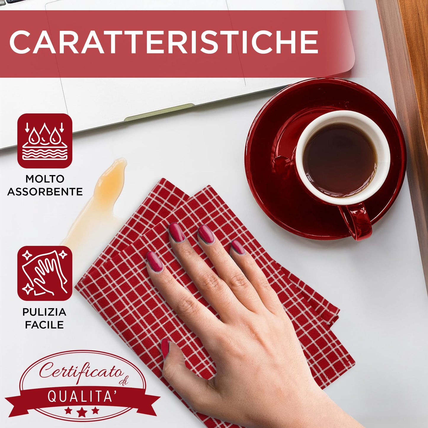 Set Strofinacci Natalizi Canovacci cotone 4 Pezzi Decoro Natale Idea Regalo 7134