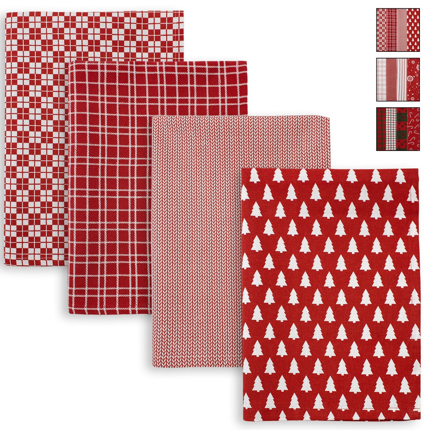 Set Strofinacci Natalizi Canovacci cotone 4 Pezzi Decoro Natale Idea Regalo 7134