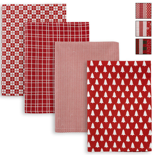 Set Strofinacci Natalizi Canovacci cotone 4 Pezzi Decoro Natale Idea Regalo 7134