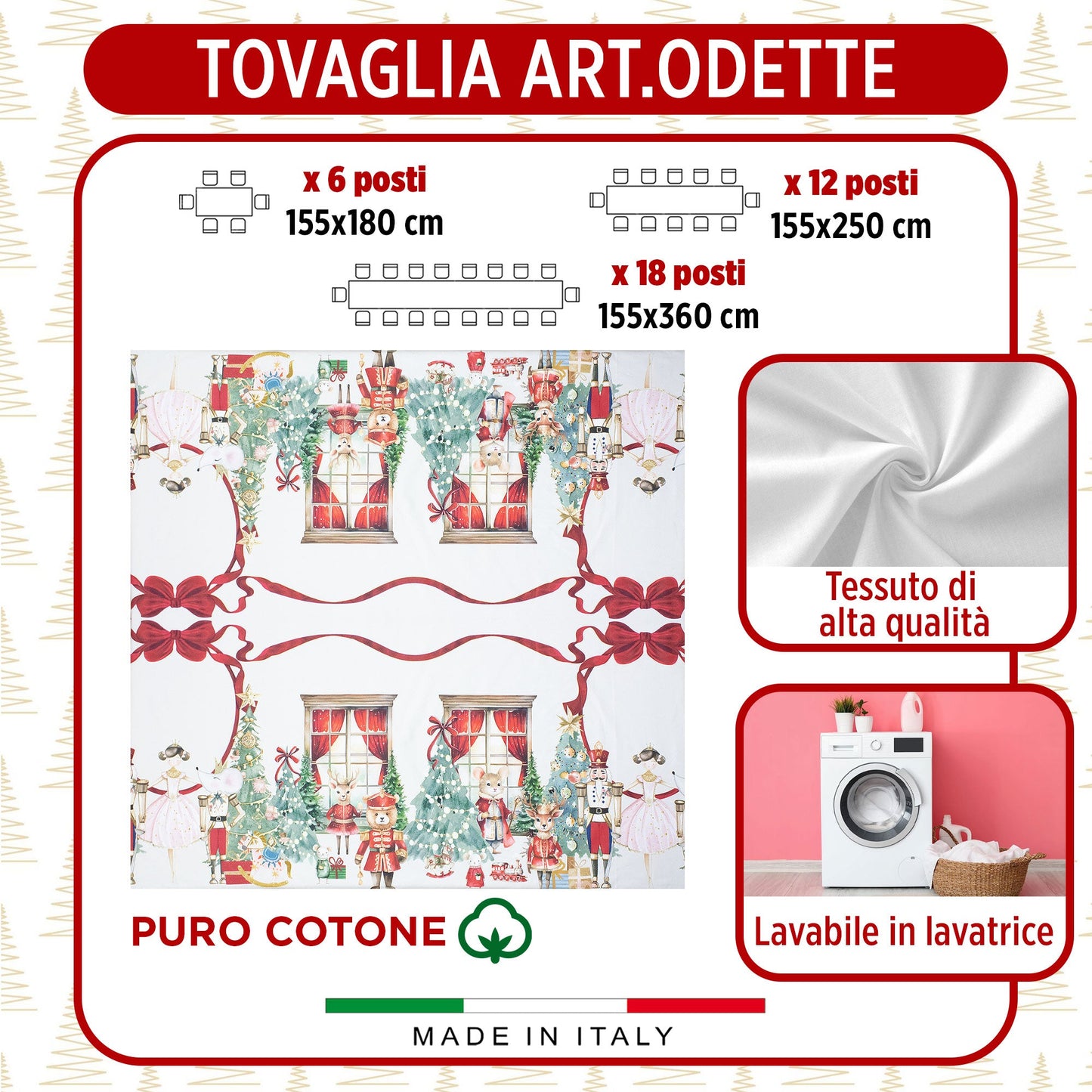 Tovaglia Natalizia stampa Digitale copritavolo Decoro Natale varie misure 7141