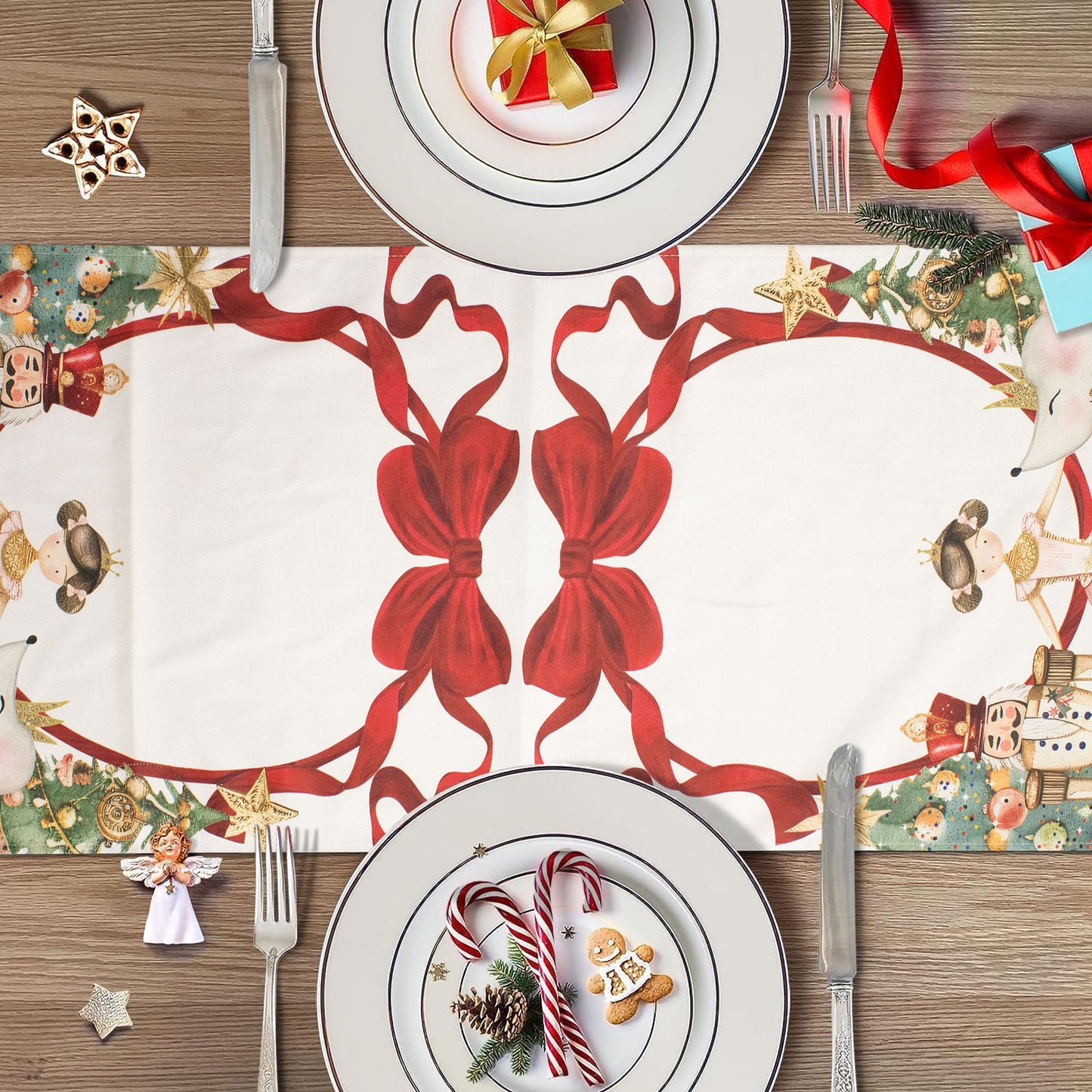 Runner natalizio da tavolo Cotone decorazioni Centrotavola Natale Odette 7145