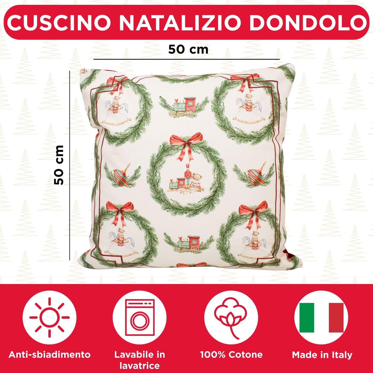 Cuscino arredo natalizio in Cotone addobbi decori Natale Dondolo 7146