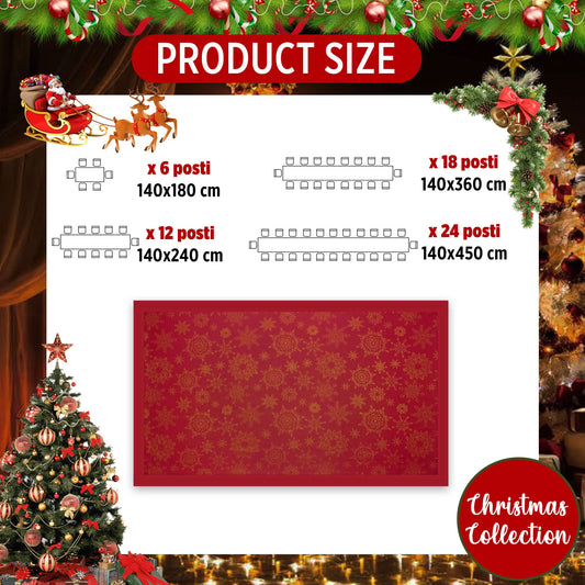 Tovaglia Natalizia lurex antimacchia idrorepellente Preziosa Home 12 posti 7153