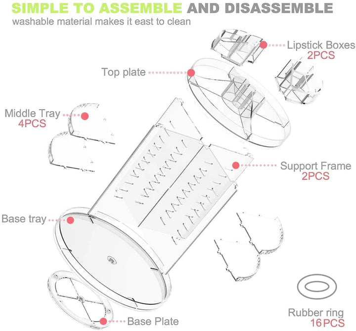 Organizzatore di trucco con vari espositori separati espositore cosmetici trucchi organizer bagno