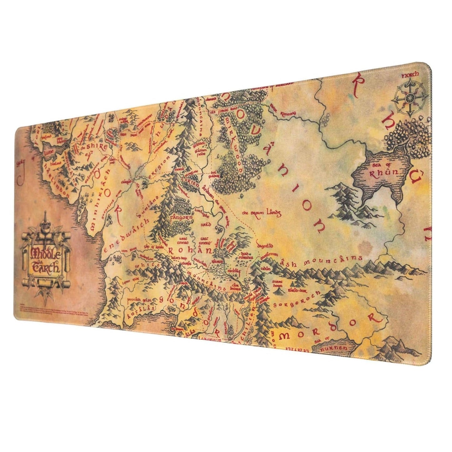 Il Signore degli Anelli  Tappetino Tastiera E Mouse Mappa Terra di Mezzo Pc XXL Desk Mat