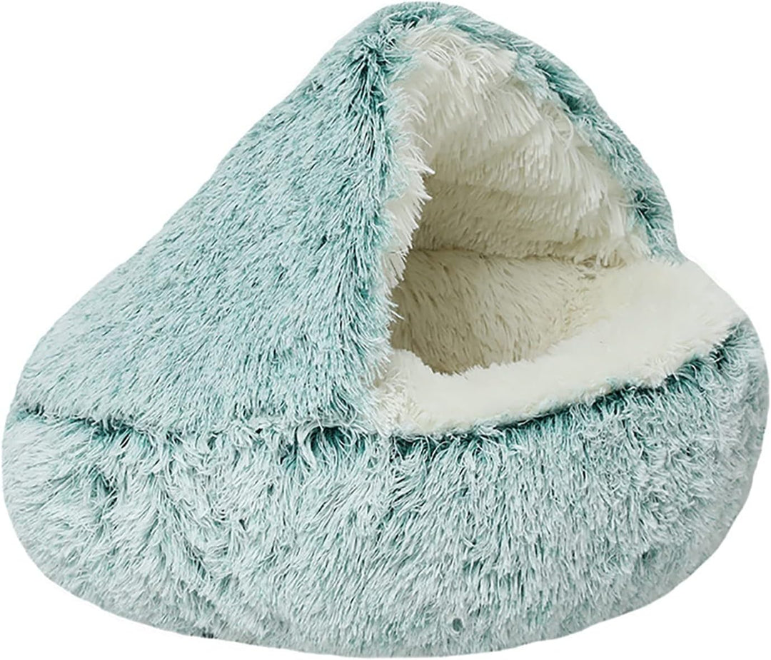 Cuccia Sacco A Pelo Semi Chiuso - Morbida Per Cani e Gatti 65cm Grigio Verde Rosa