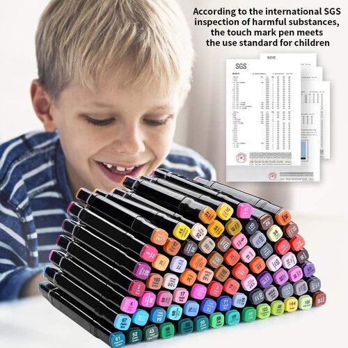 Pennarelli Ultra Fine a Doppia Punta Set di 80 Colori Non Tossici