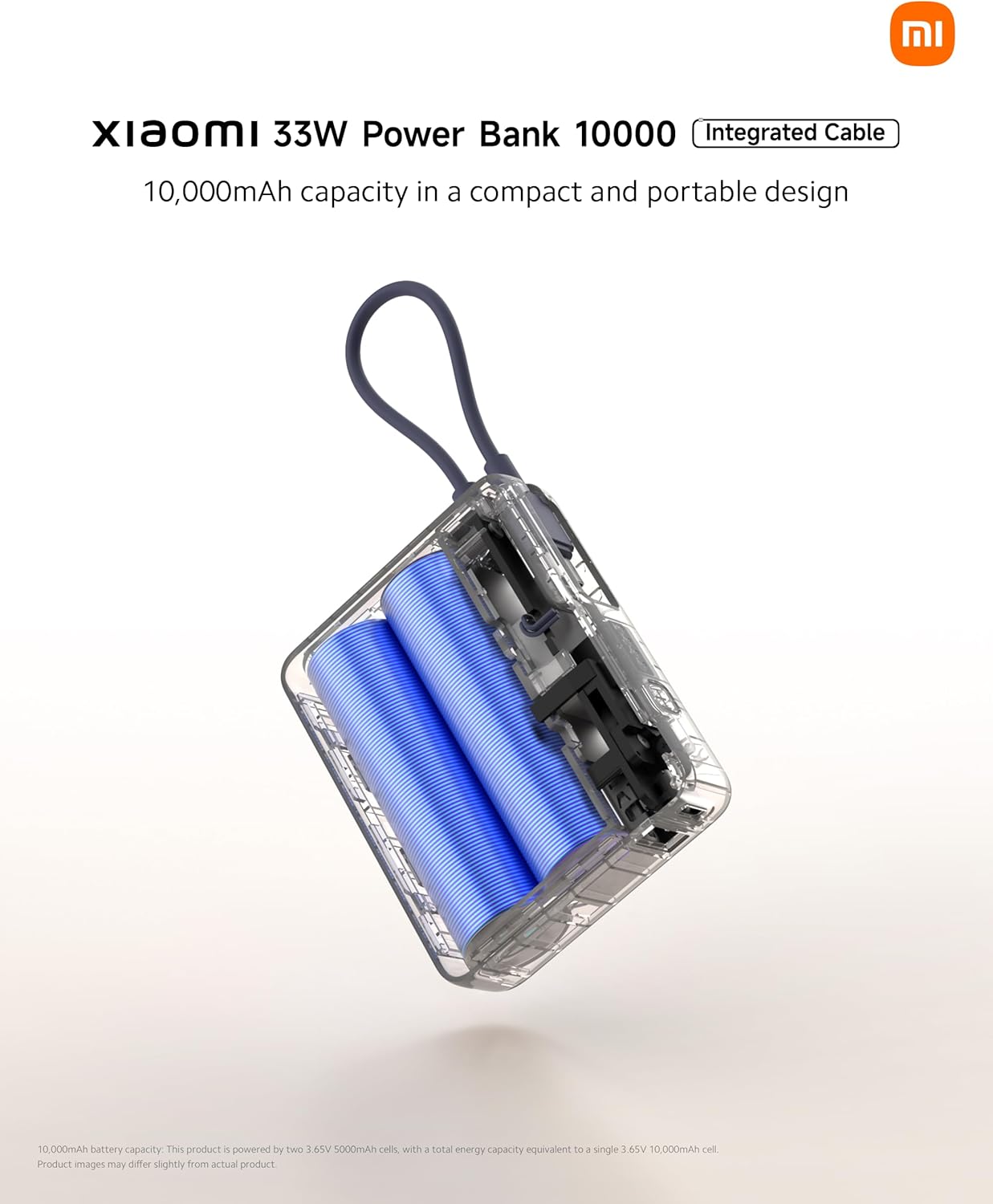 Xiaomi Powerbank 10000MAH 33W Cavo Integrato Usb-c Ricarica Rapida Iphone - Tan