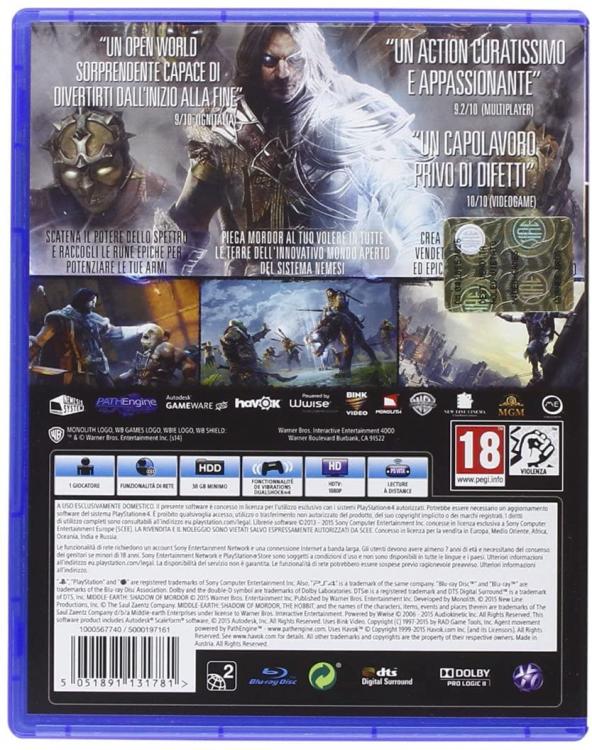 Middle-earth: Shadow of Mordor - Game of the Year Edition - PS4 Game - PlayStation 4 - EU Italian