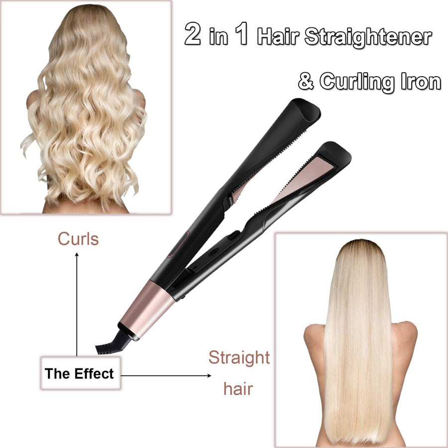 Piastra Capelli Curl & Straight Design 2 in 1 Semplice ed Intuitivo, Effetto Riccio, Onde Morbide o Capelli Lisci, Ceramica, 150 - 230 Gradi