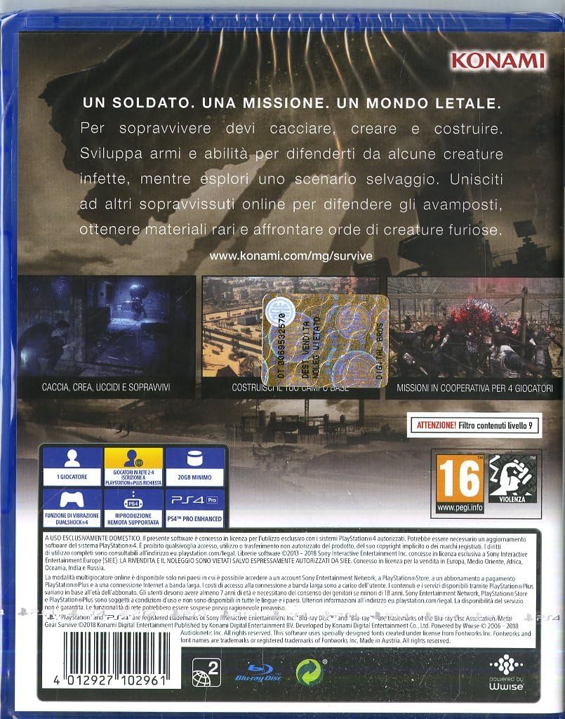 Metal Gear Survive PS4 Italian Game PlayStation 4 Video Game EU Multilingual