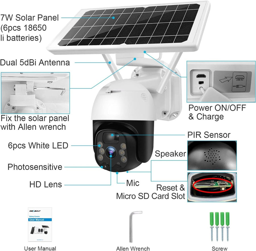 Telecamera solare senza fili 3mp batteria con pannello solare