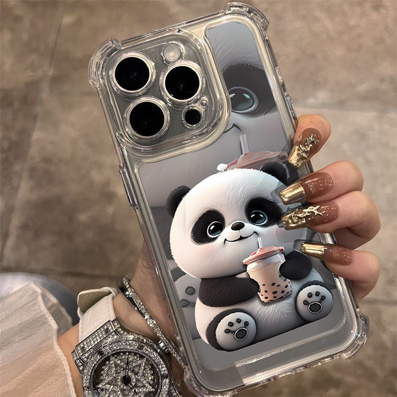 Milk Tea Panda Transparent Phone Case FOR Iphone 11 12 13 14 15 16 Pro Max 14 Pro High-Quality New High-Quality Soft-Shell Silicone Phone Case