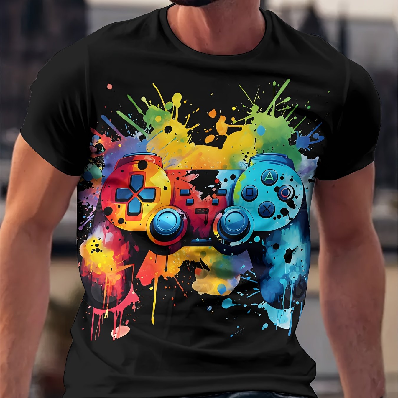 Men's 3D Printed Fashion T-Shirt - Casual Round Neck, Machine Washable, Polyester Blend