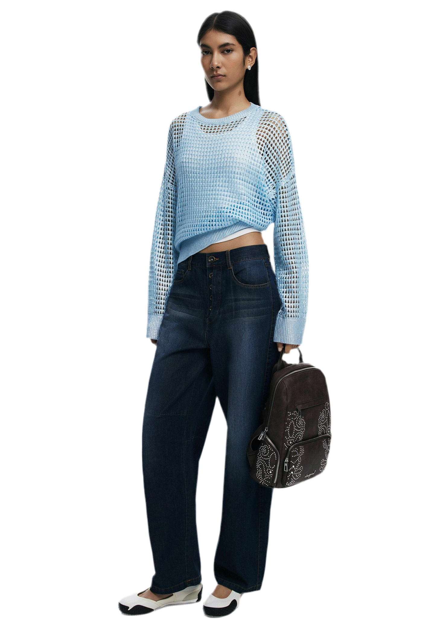 DESIGUAL Zaino Donna Marrone Poker Face Chester Mini con Borchie