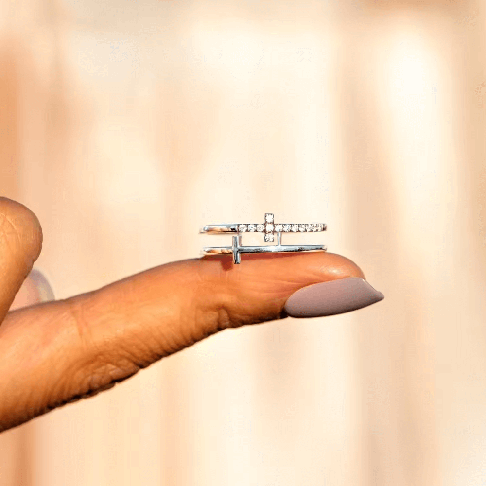 Anello da Donna in Argento Sterling 925 Per la mia damigella - Croce