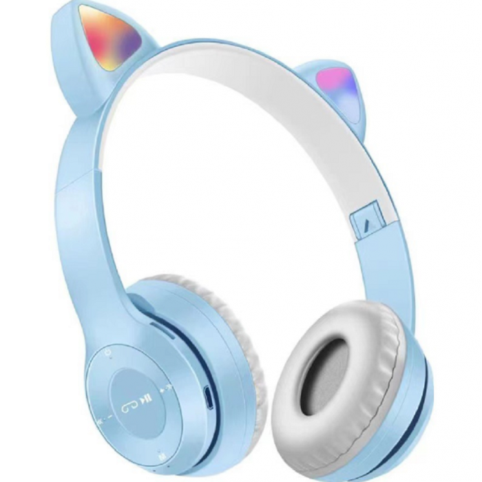 Cuffie stereo bluetooth 5.0 senza filo con orecchie di gatto led colorati