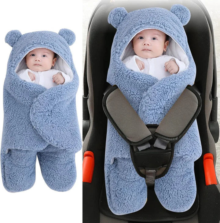 Coperta Teddy Bear Baby Blanket Fluffikins - Morbidezza e Calore per il Tuo Piccolo Blu