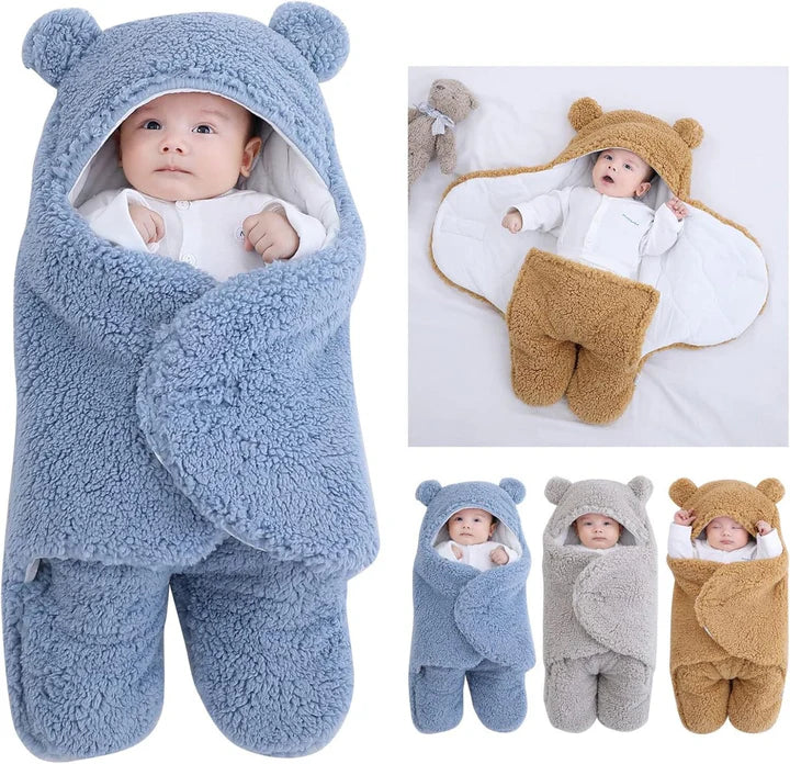 Coperta Teddy Bear Baby Blanket Fluffikins - Morbidezza e Calore per il Tuo Piccolo Blu