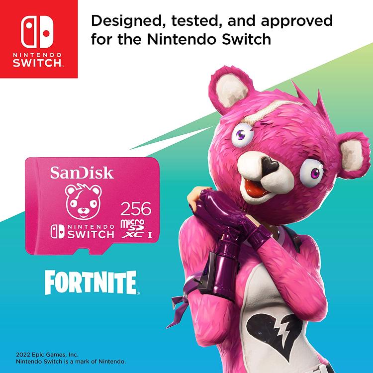 Nintendo Switch Sandisk Microsdxc 256Gb Memoria Micro Sd Scheda Fortnite Cuddle