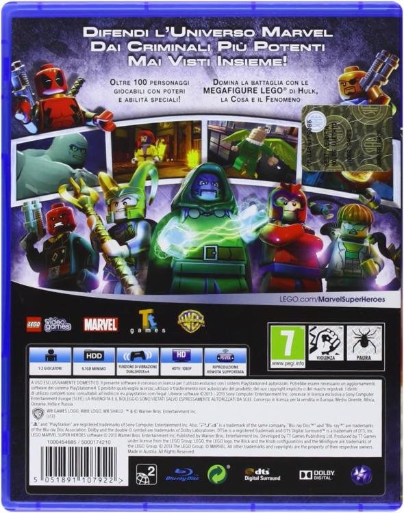 Lego Marvel Super Heroes PS4 Video Game Playstation 4 Italian New Ita