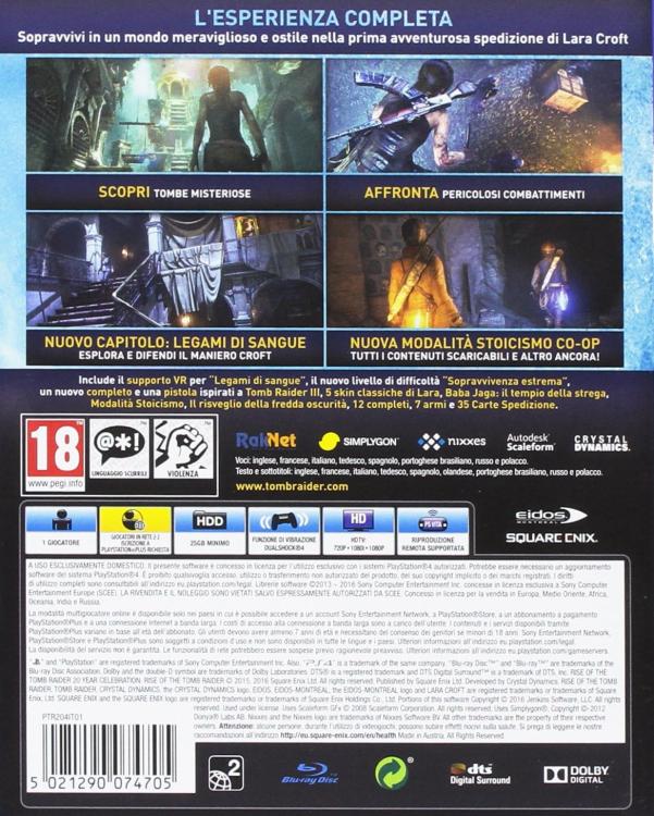 Rise Of The Tomb Raider 20 Year Celebration PS4 Italian Game Playstation 4