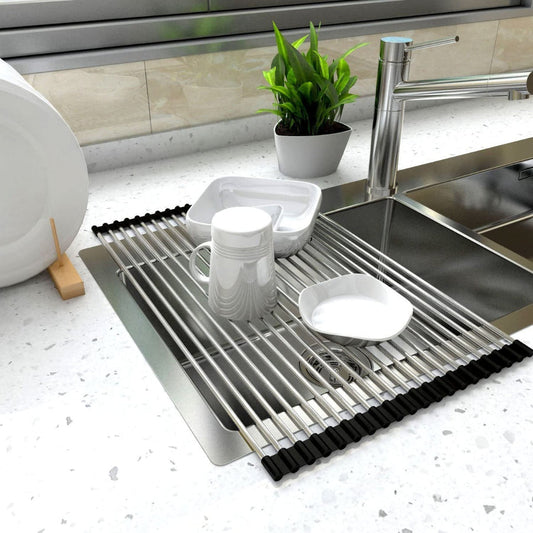 Multi-function folding dish drainer for sink