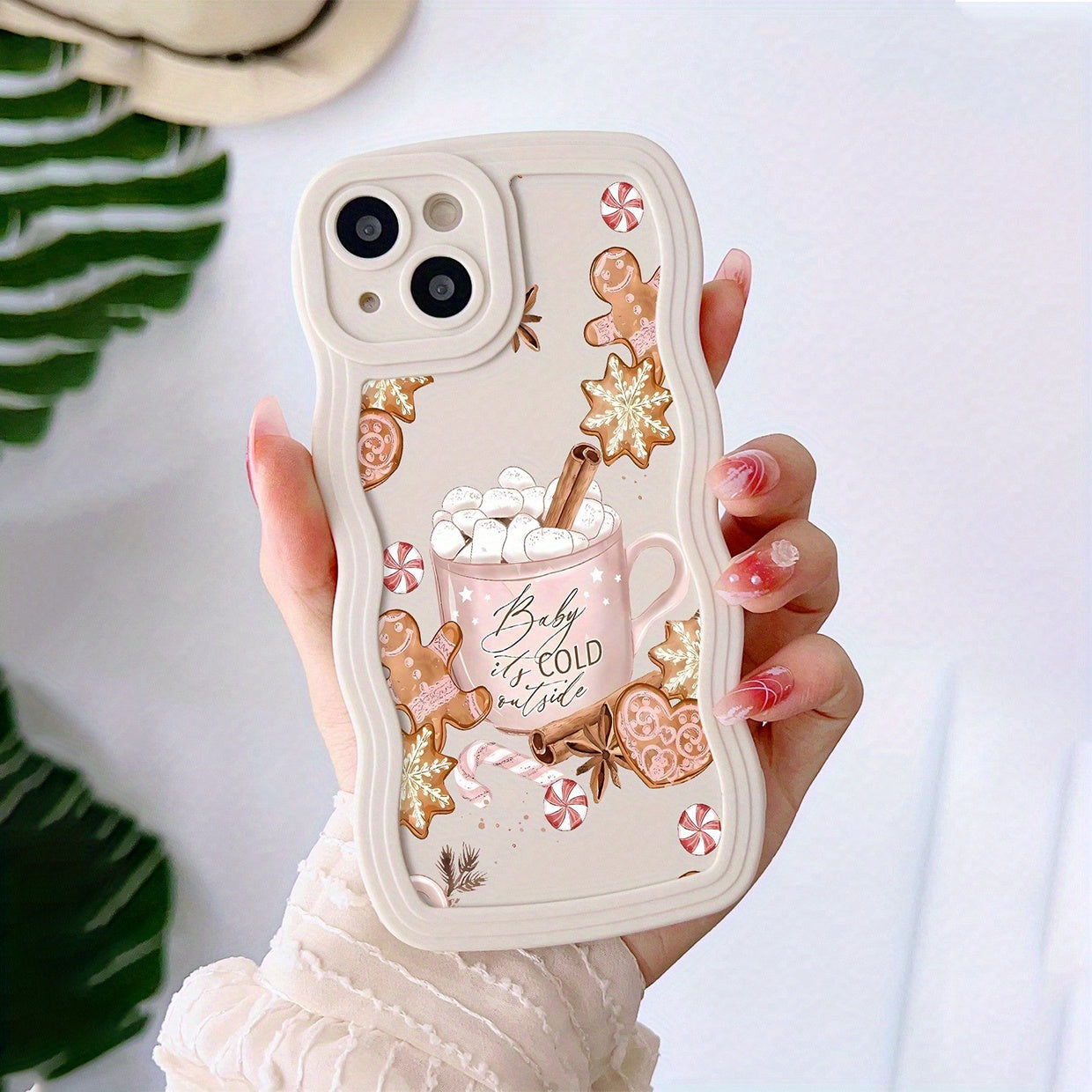 1pc Gingerbread Men Pattern Wave Pattern Full Body Shockproof Mobile Phone Case for iPhone 16/16 Pro/16Plus/16 Pro Max/15/14/13/12/11