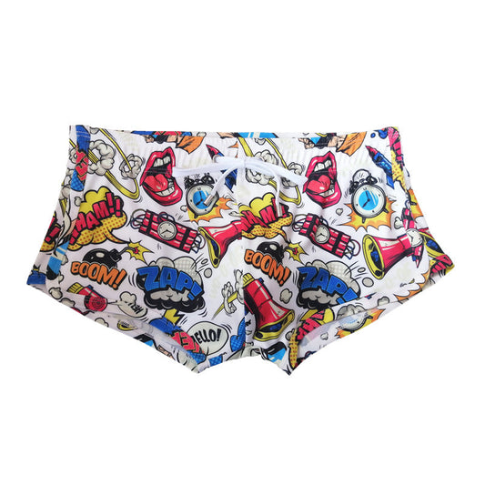 Men's Swimming Trunks Printed Boxers Low Waist Sports Quick-drying Shorts