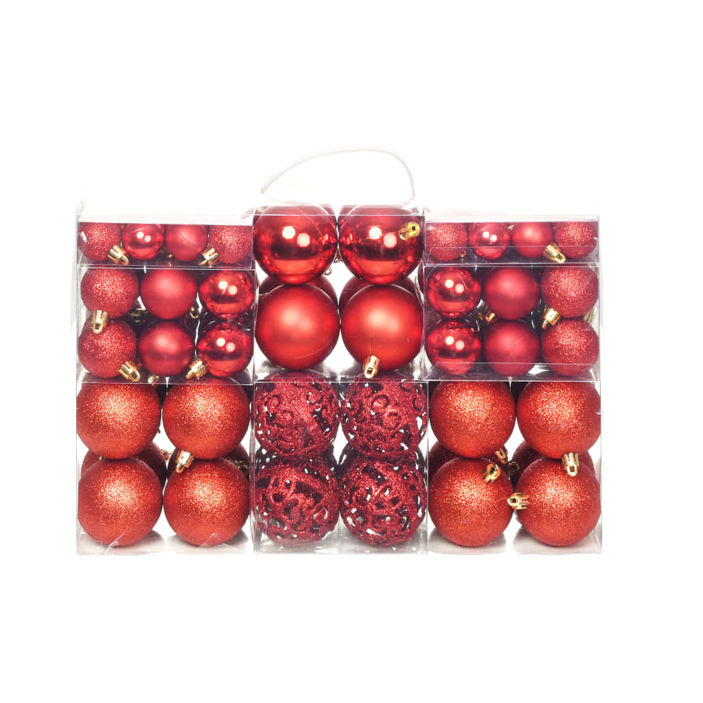 Set di 100 palline di Natale 3/4/6 cm rosso