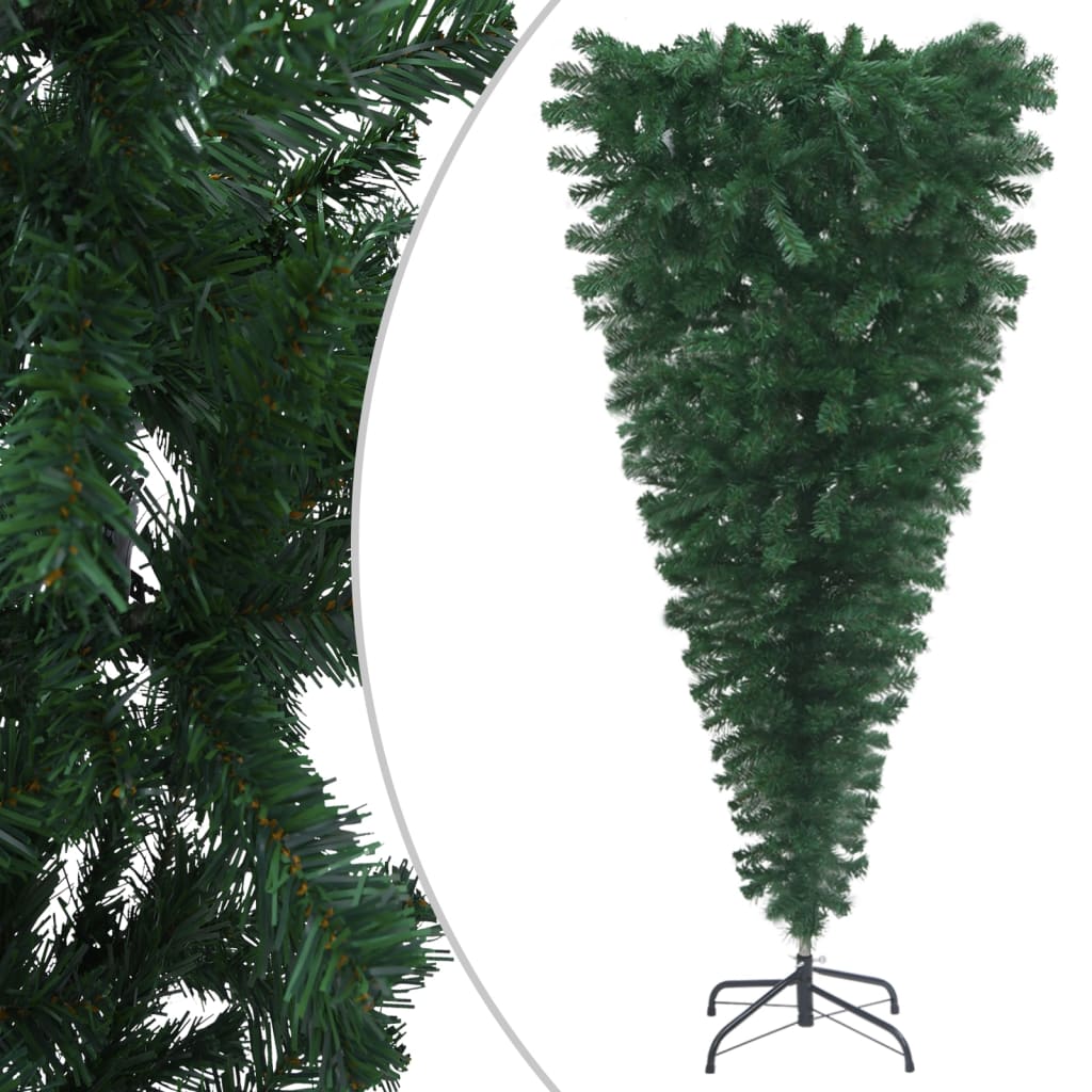 Albero di Natale artificiale capovolto con supporto verde 180 cm