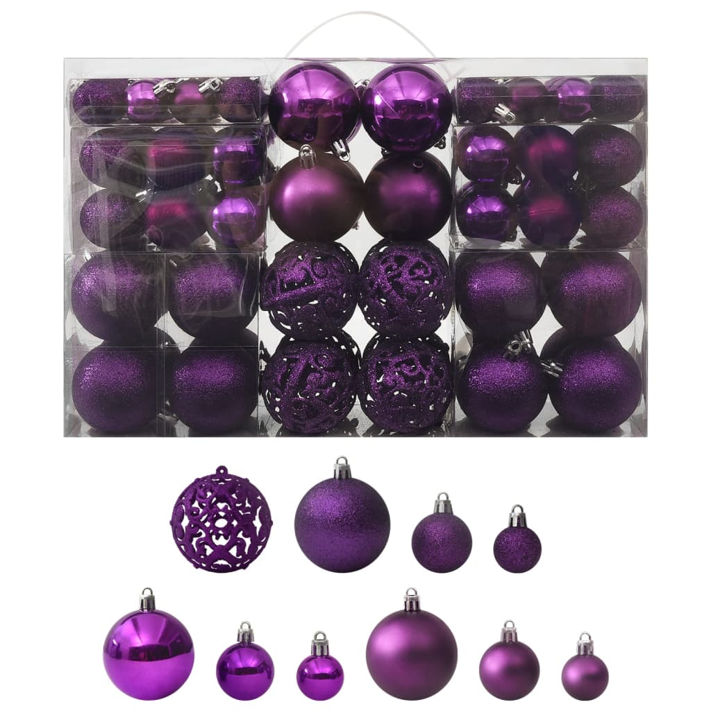 Set di 100 palline di Natale viola