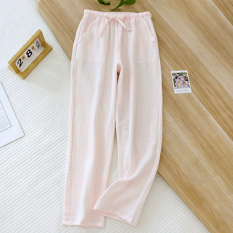 Women's Fashion Casual Loose Cotton Double-layer Gauze Home Pants