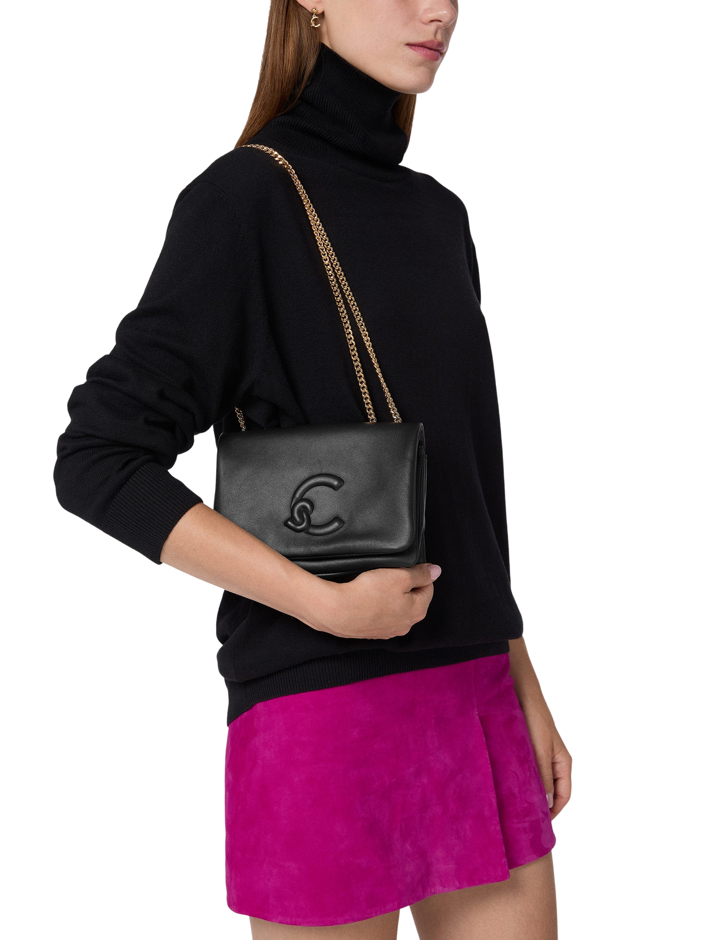 COCCINELLE Borsa Donna a Spalla Nera, In Vera Pelle, Dulse