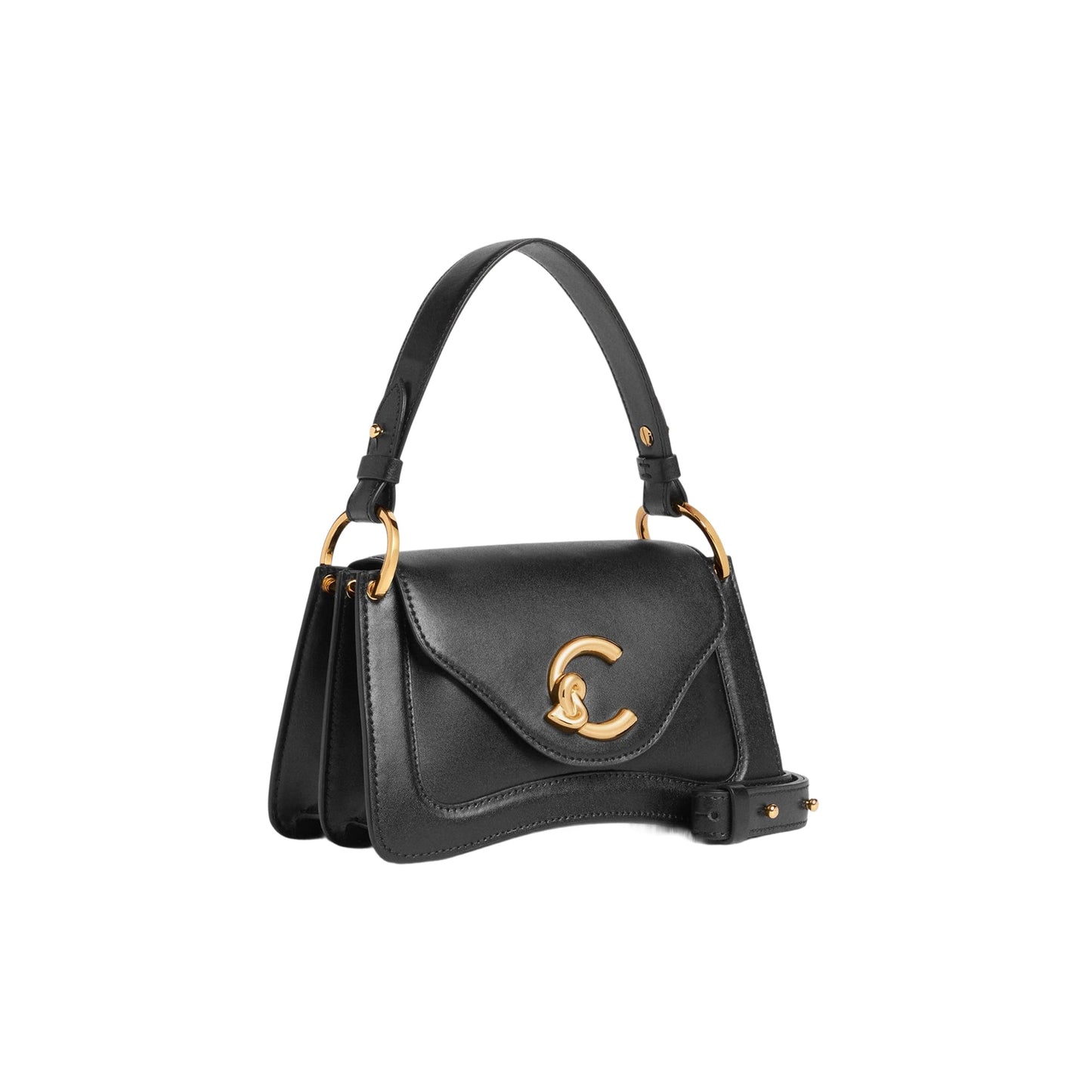 COCCINELLE Borsa Donna a Mano con Tracolla Nera, In Vera Pelle, C‑Me Calf Mini