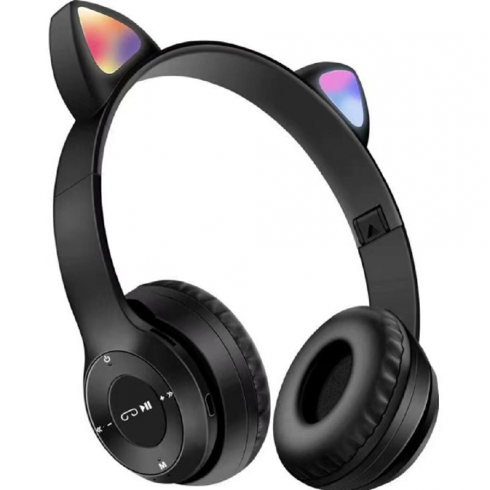 Cuffie stereo bluetooth 5.0 senza filo con orecchie di gatto led colorati