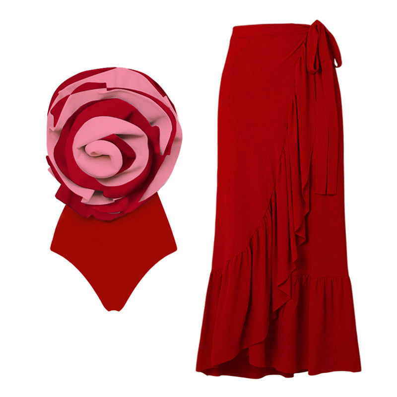 Big Flower One-piece Swimsuit Women's Beach Vacation Suit