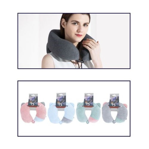 Cuscino Da Viaggio Collo Cervicale In Tessuto Memory Foam Relax Auto Treno Aereo 94973