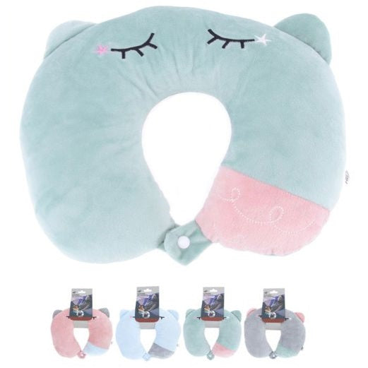 Cuscino Da Viaggio Collo Cervicale In Tessuto Memory Foam Relax Auto Treno Aereo 94973