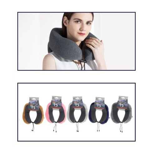 Cuscino Da Viaggio Collo Cervicale In Tessuto Memory Foam Relax Auto Treno Aereo 90149