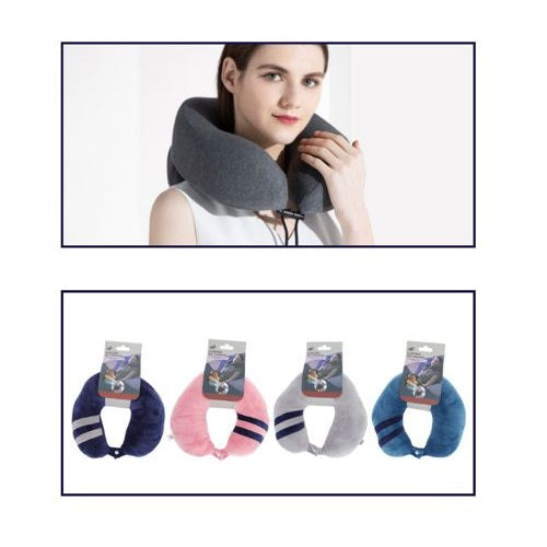 Cuscino Da Viaggio Collo Cervicale In Tessuto Memory Foam Relax Auto Treno Aereo 94976