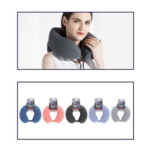 Cuscino Da Viaggio Collo Cervicale In Tessuto Memory Foam Relax Auto Treno Aereo 94980