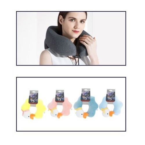 Cuscino Da Viaggio Collo Cervicale In Tessuto Memory Foam Relax Auto Treno Aereo 94978