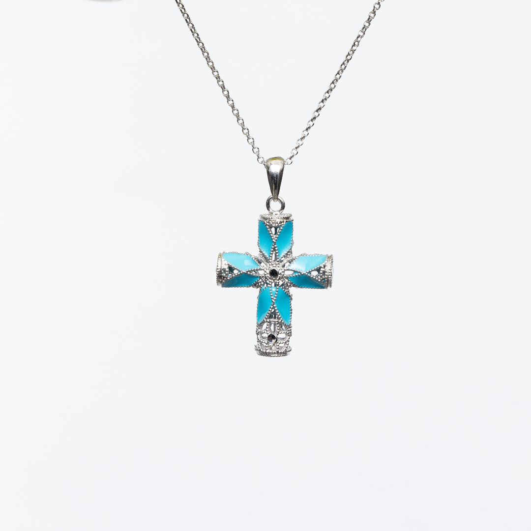 COLLANA CROCE ARGENTO 925  'Io, santa a modo mio'