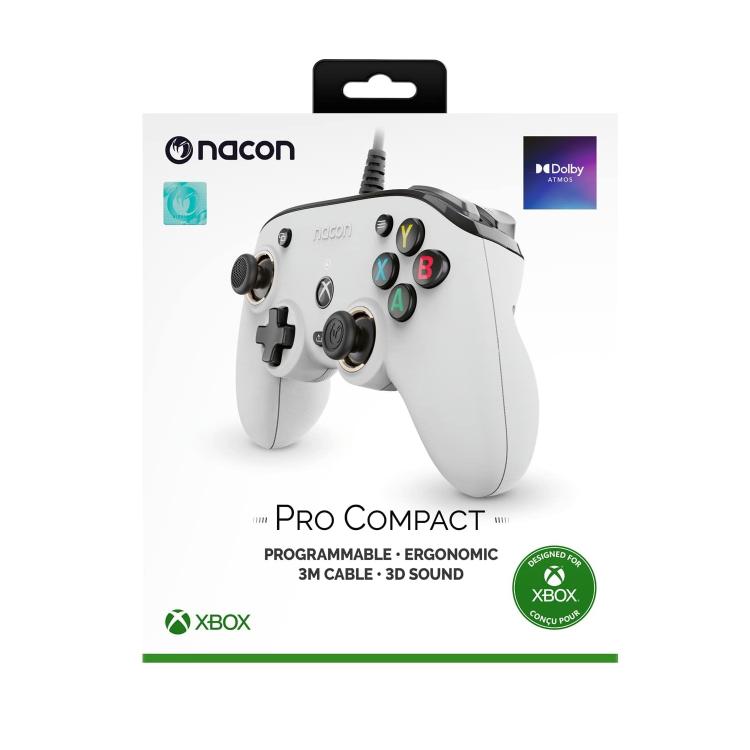 Nacon Pro Compact Controller Xbox Serie X|S One Pc Programmabile Sound (Bianco)