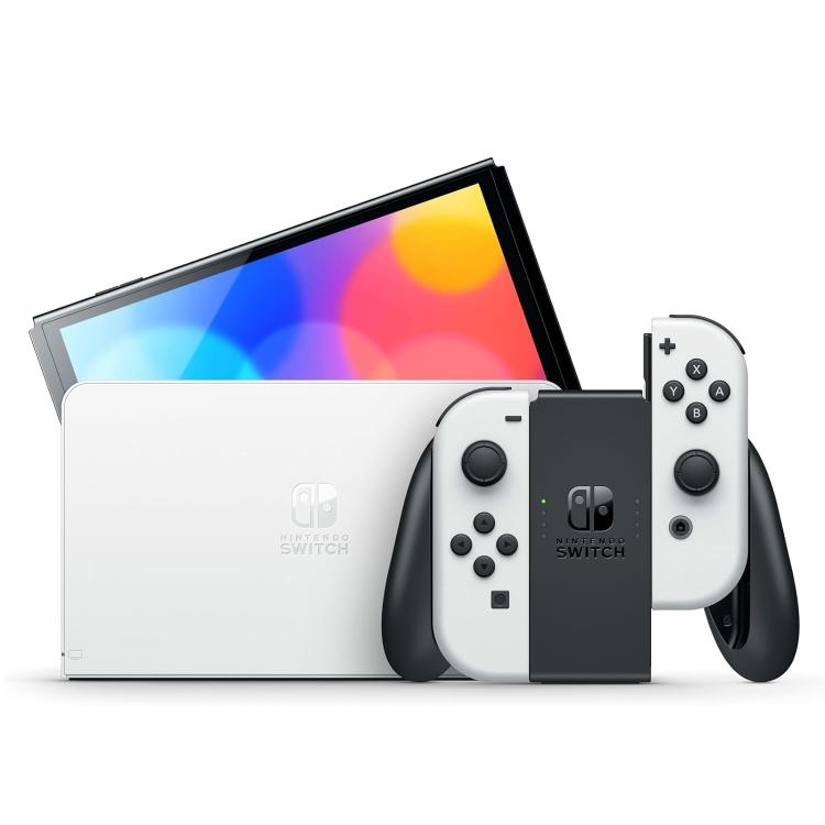 Nintendo Switch Oled White Console Bianca +Super Mario Wonder + 12 Mesi Abbonam.