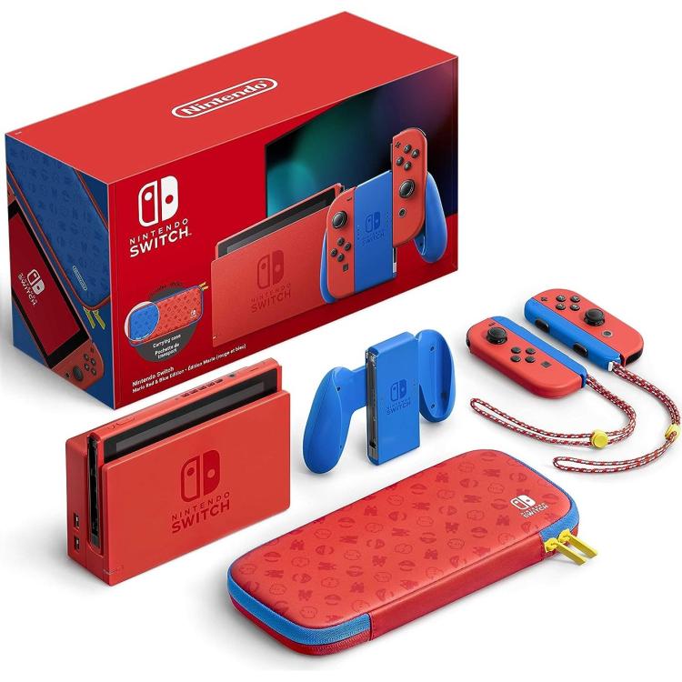 Nintendo Switch Console 1.1 Mario Red & Blue Special Edition + Custodia Pochette