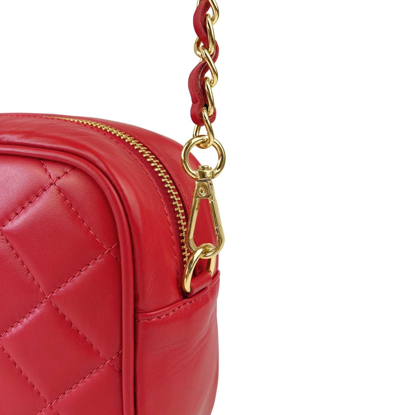 Borsa Donna a Tracolla Trapuntata Rossa, In Vera Pelle, Made in Italy, Nora